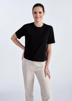 Bawełniany czarny T-shirt damski