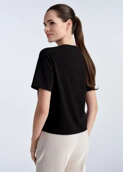 Bawełniany czarny T-shirt damski