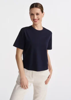 Bawełniany granatowy T-shirt damski