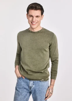 Bawełniany sweter męski w kolorze khaki