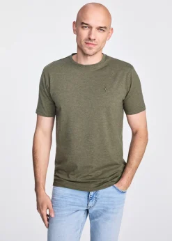 Bawełniany T-shirt męski w kolorze khaki
