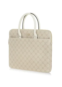 Beżowa damska torba na laptopa z monogramem