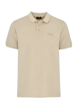 Beżowa koszulka polo męska z logo OCHNIK