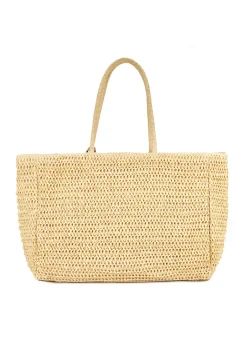 Beżowa pleciona torebka shopper damska
