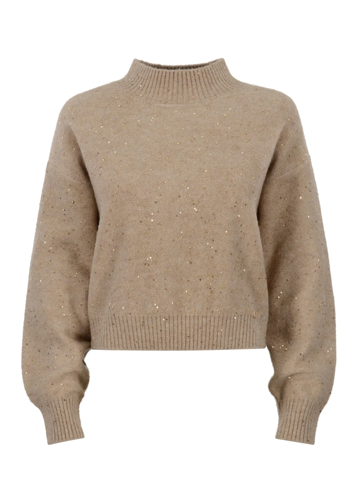 Beżowy sweter damski z cekinami