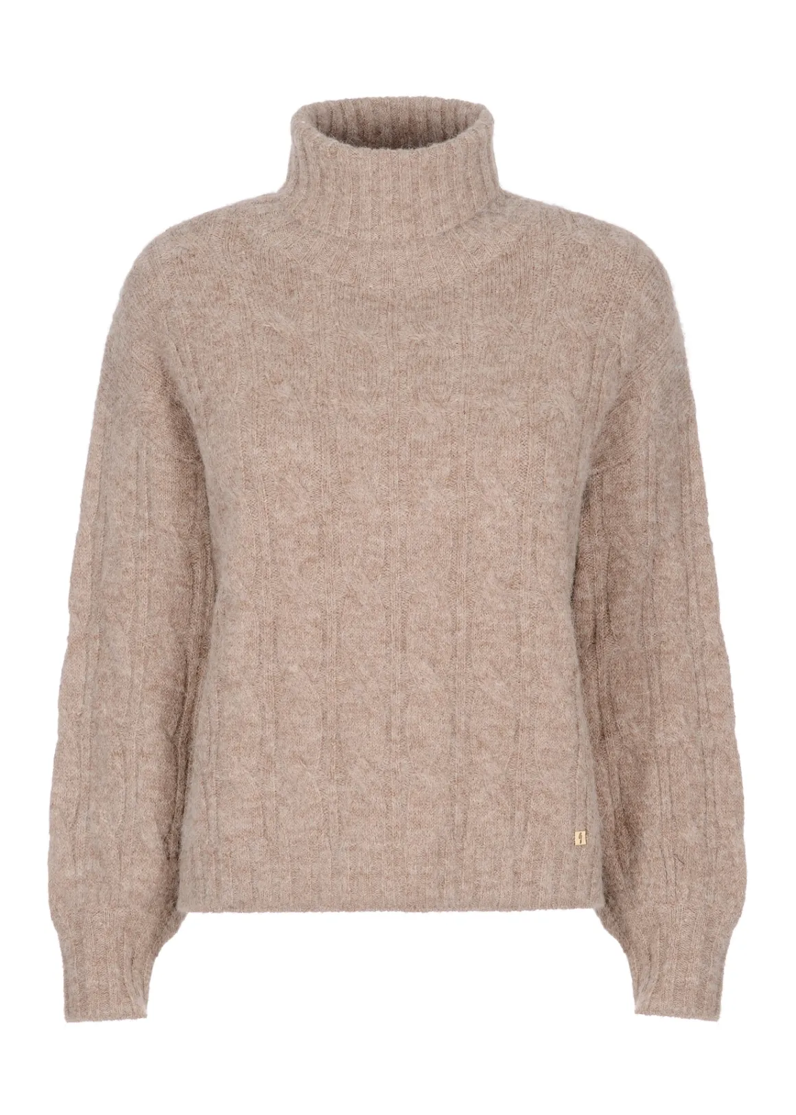 Beżowy sweter damski z golfem