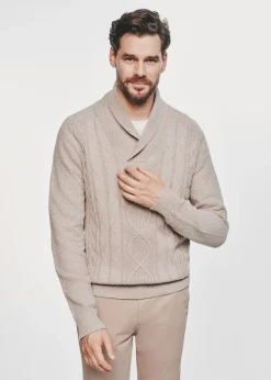Beżowy sweter męski