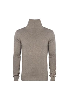 Beżowy sweter męski z golfem