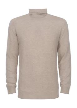 Beżowy sweter męski z golfem