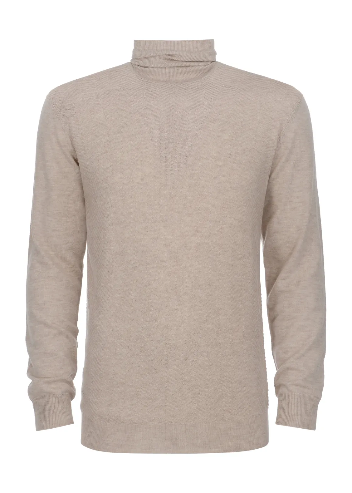 Beżowy sweter męski z golfem