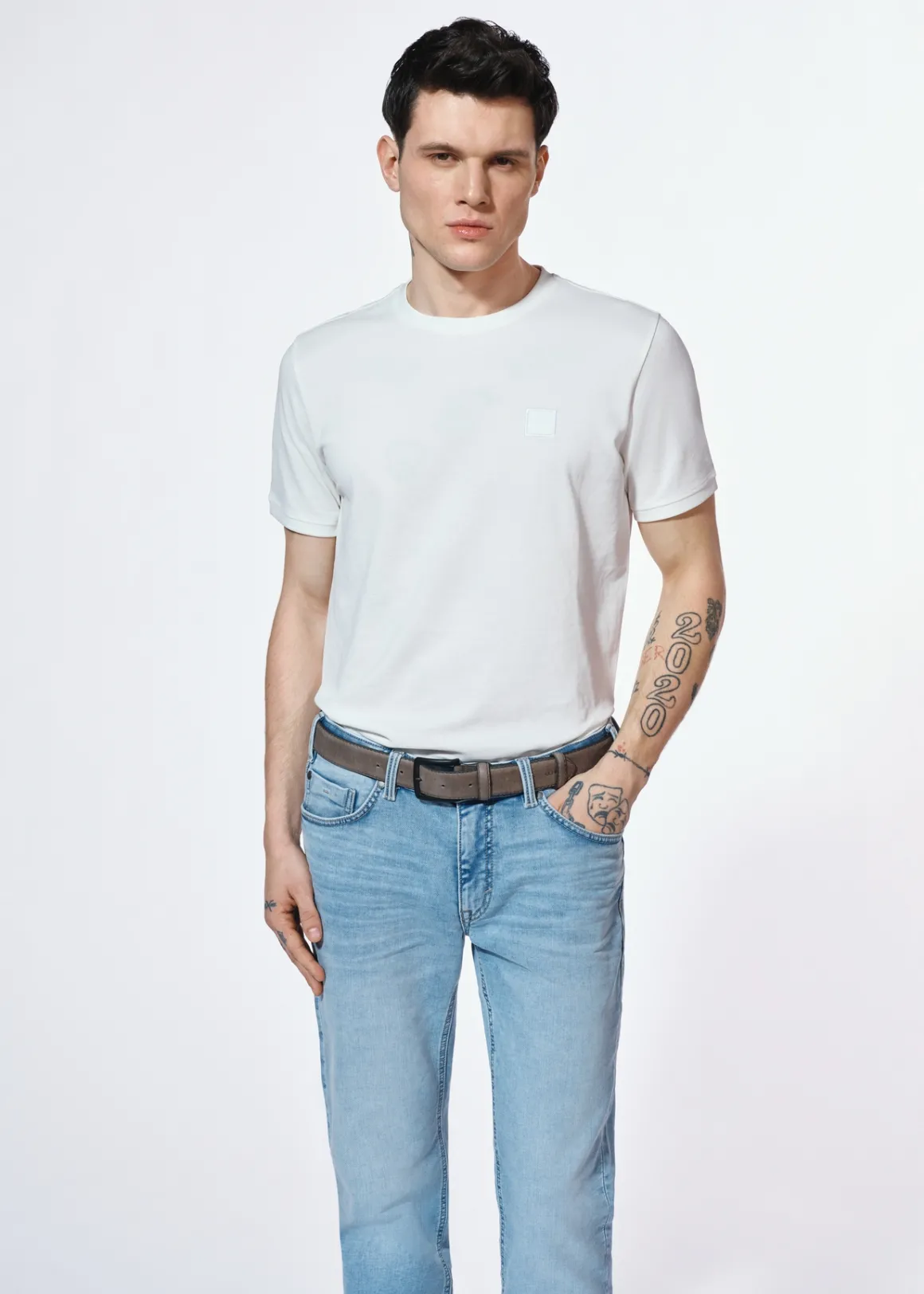 Biały T-shirt męski z bawełny