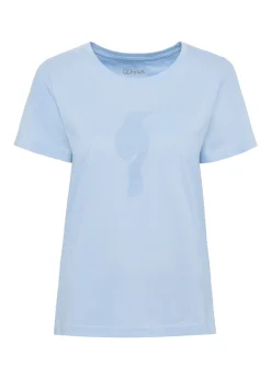 Błękitny t-shirt damski z logo