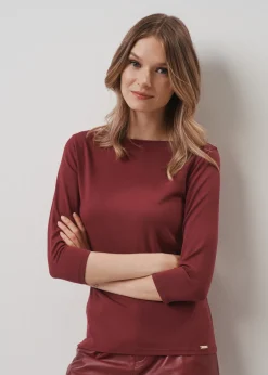Bordowa bluzka basic damska