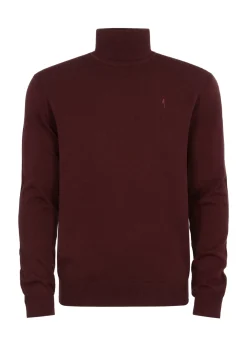 Bordowy sweter męski z golfem