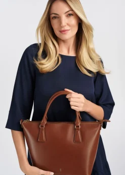 Brązowa skórzana torebka shopper