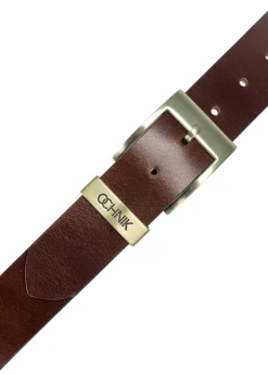 Brązowy skórzany pasek męski