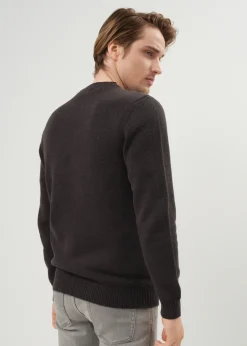 Ciemnoszary sweter męski z wyszytym logo