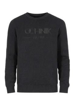 Ciemnoszary sweter męski z wyszytym logo
