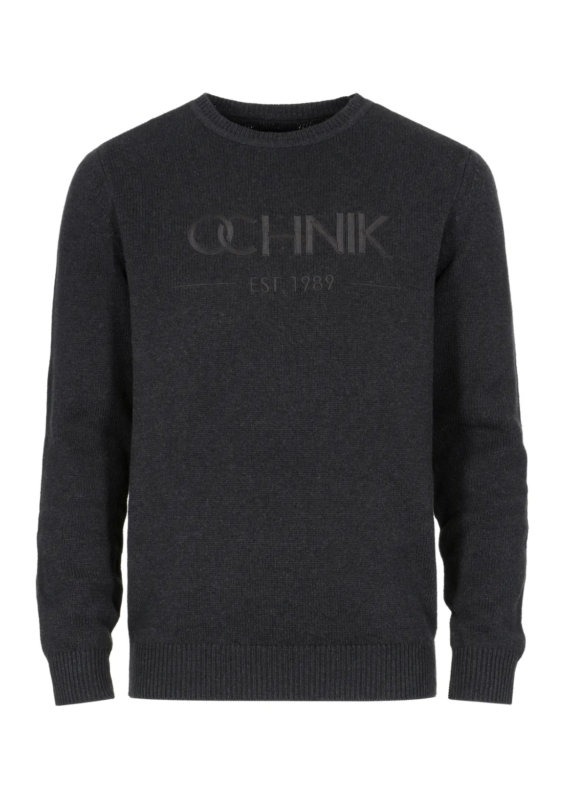 Ciemnoszary sweter męski z wyszytym logo