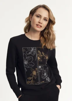 Czarna bluza damska z printem
