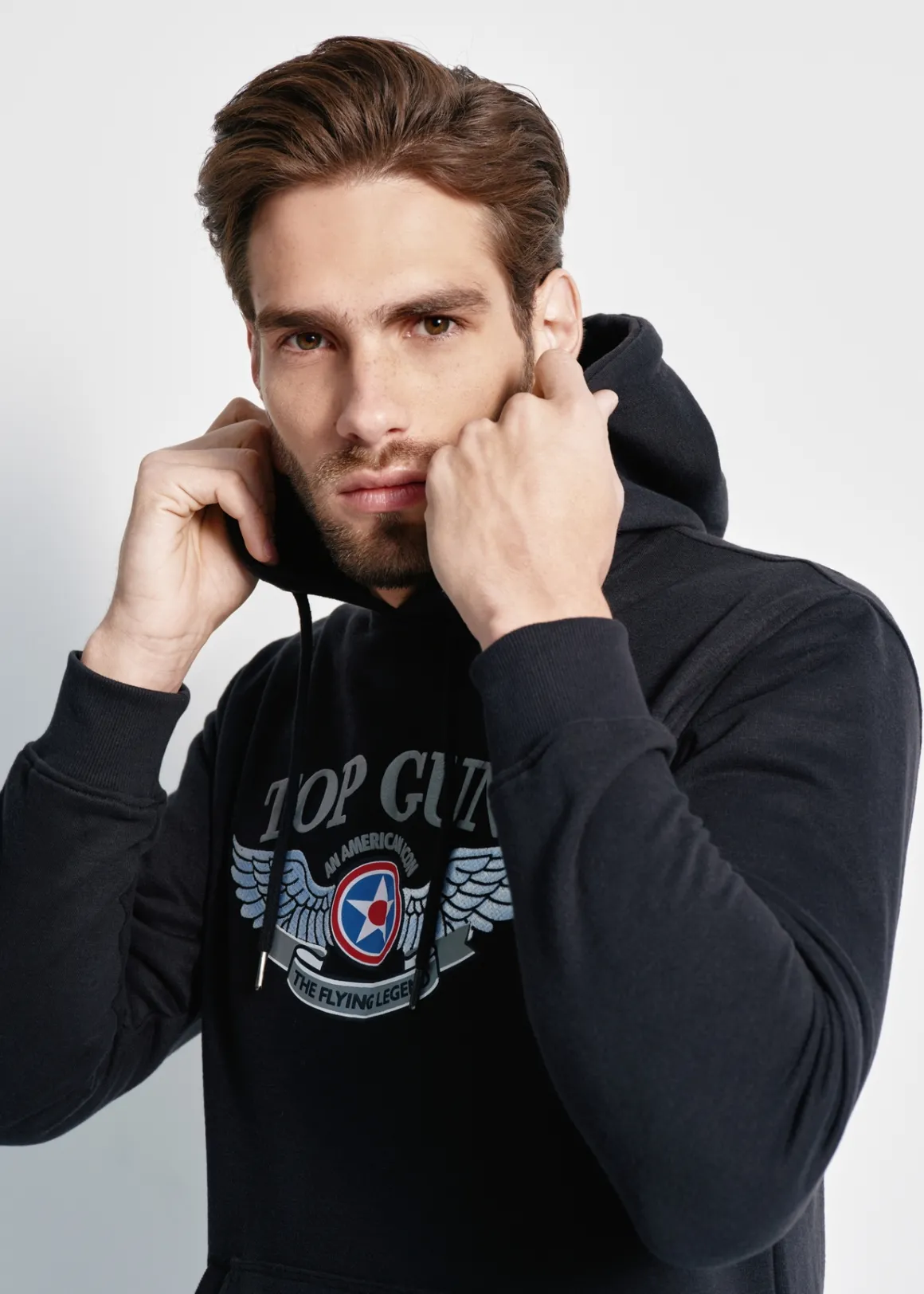 Czarna bluza z kapturem męska TOP GUN