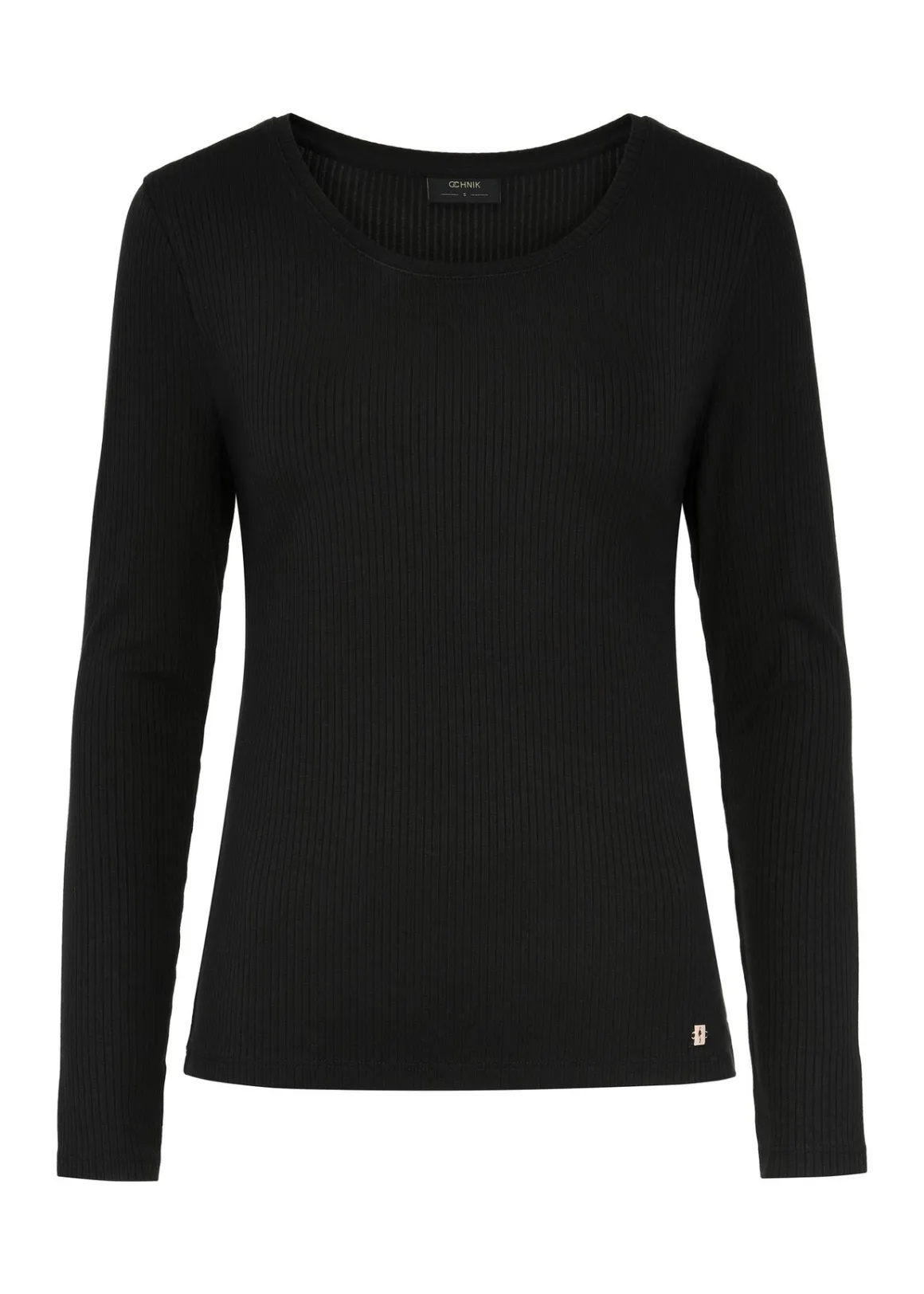 Czarna prążkowana bluzka longsleeve damska