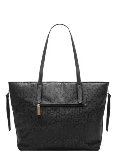 Czarna shopperka damska z monogramem