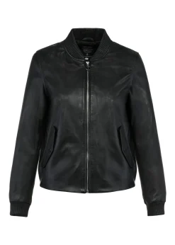 Czarna skórzana kurtka bomber