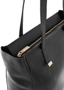 Czarna skórzana torebka shopper damska