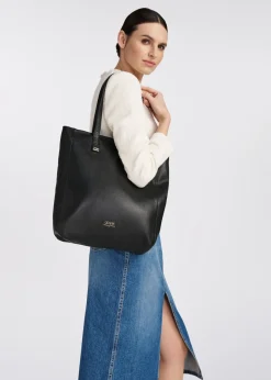 Czarna skórzana torebka shopper damska