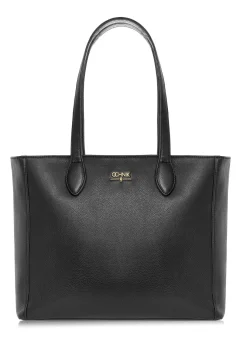 Czarna skórzana torebka shopper damska