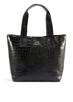 Czarna skórzana torebka shopper croco