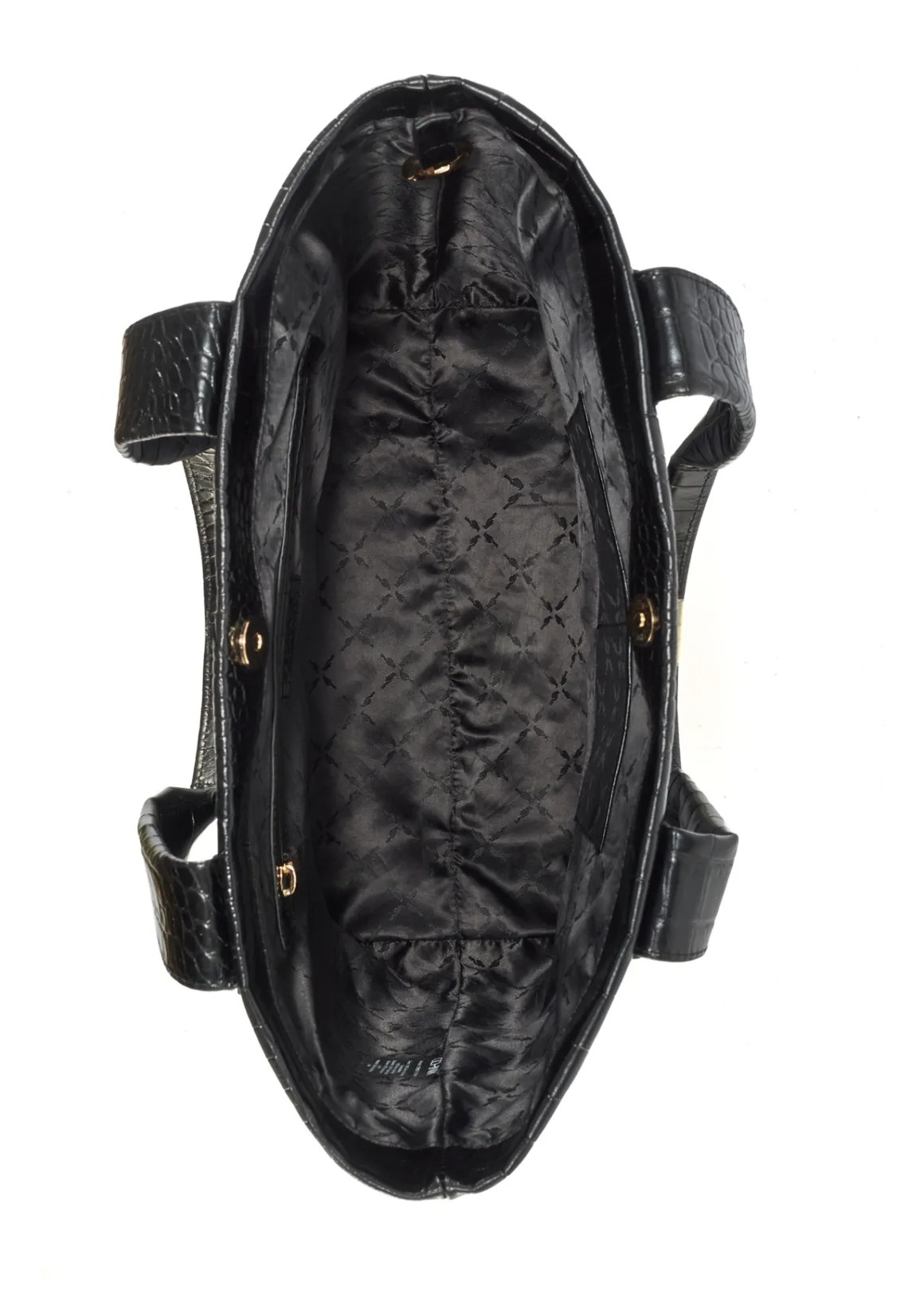 Czarna skórzana torebka shopper croco