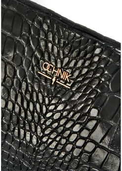Czarna skórzana torebka shopper croco