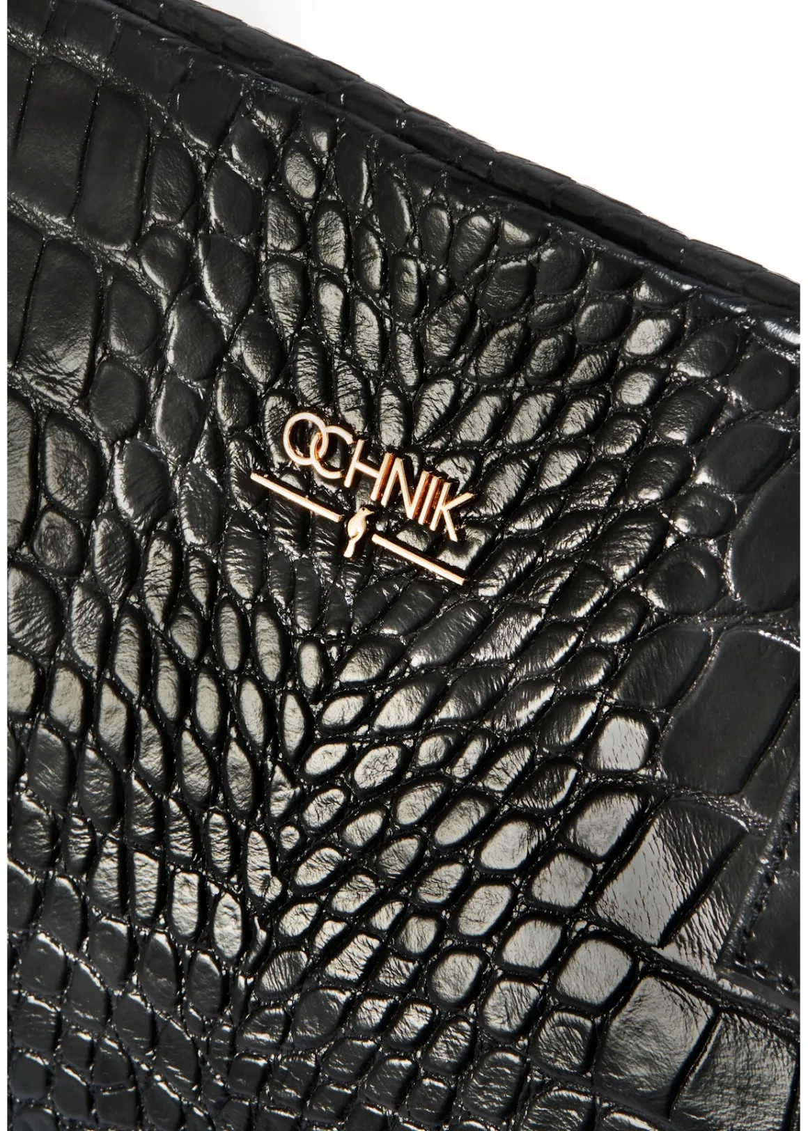 Czarna skórzana torebka shopper croco