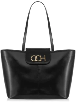 Czarna skórzana torebka shopper