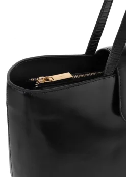 Czarna skórzana torebka shopper