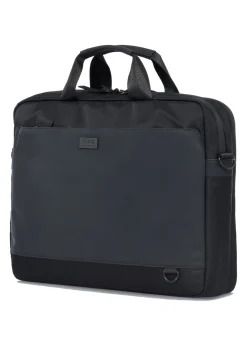 Czarna teczka męska z kieszenią na laptop