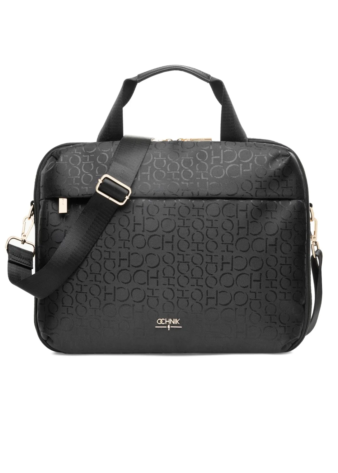 Czarna torba damska z monogramem