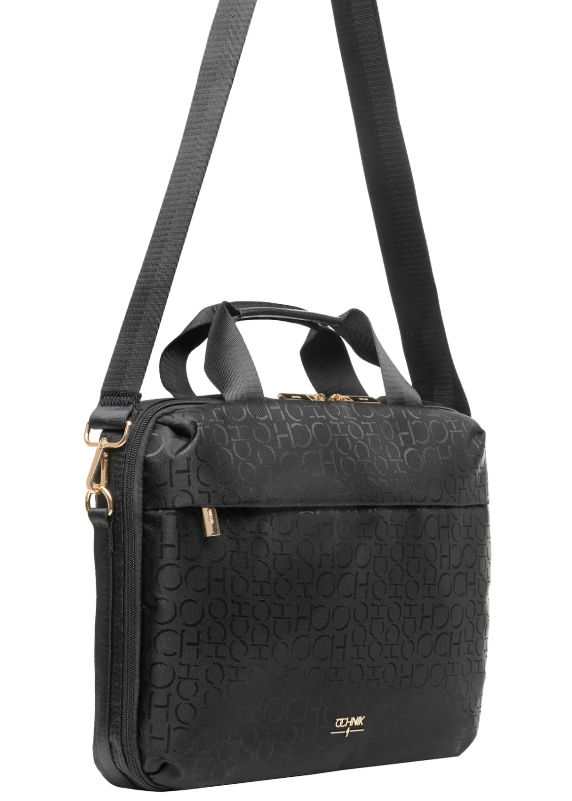 Czarna torba damska z monogramem