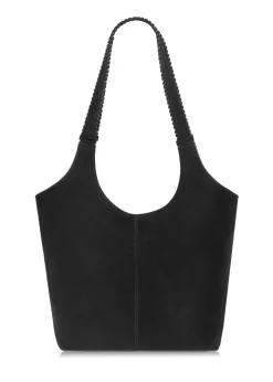Czarna zamszowa torebka damska typu shopper