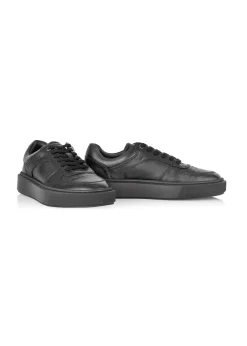 Czarne skórzane buty sportowe męskie