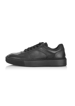 Czarne skórzane buty sportowe męskie