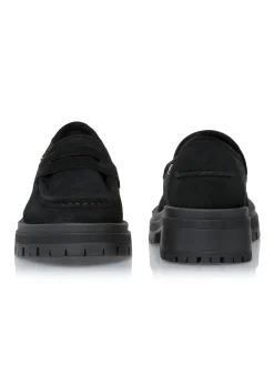 Czarne skórzane loafersy damskie