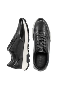 Czarne skórzane sneakersy męskie