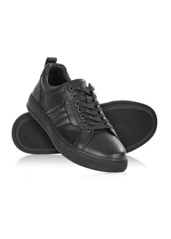 Czarne skórzane sneakersy męskie