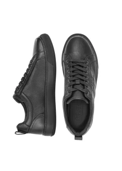 Czarne skórzane sneakersy męskie