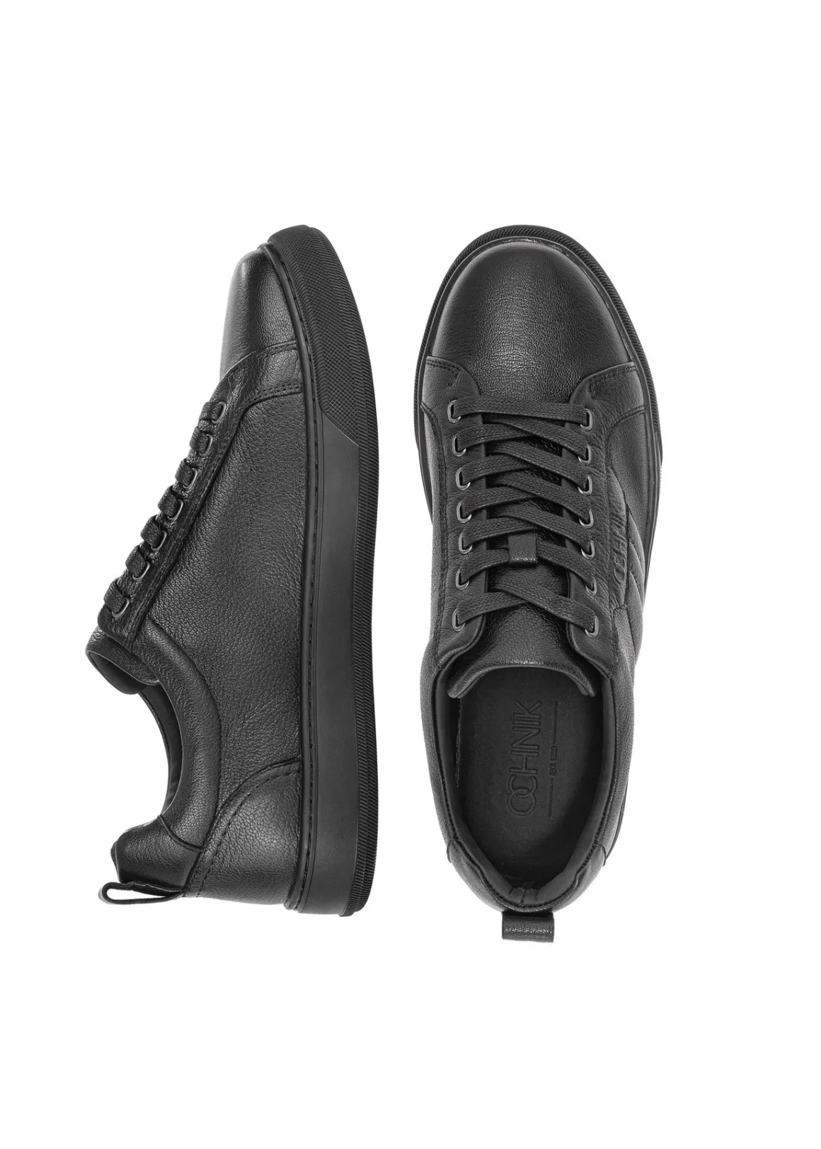 Czarne skórzane sneakersy męskie