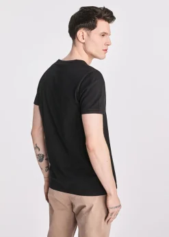 Czarny basic T-shirt męski z logo