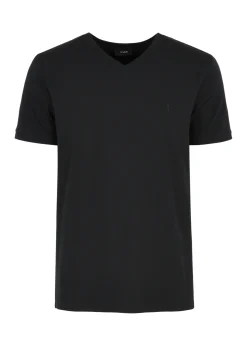 Czarny basic T-shirt męski z logo